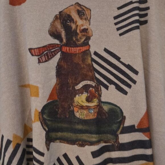 Inoah Boxy Graphic Dog Print Oversized Flannel Cozy Sweater Oversized (Bx13) - Picture 5 of 8